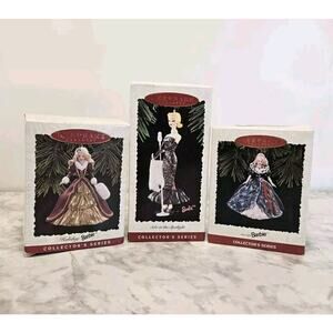 Vintage Lot 3 Holiday Barbie Hallmark Keepsake Christmas Ornaments Box 1995 1996